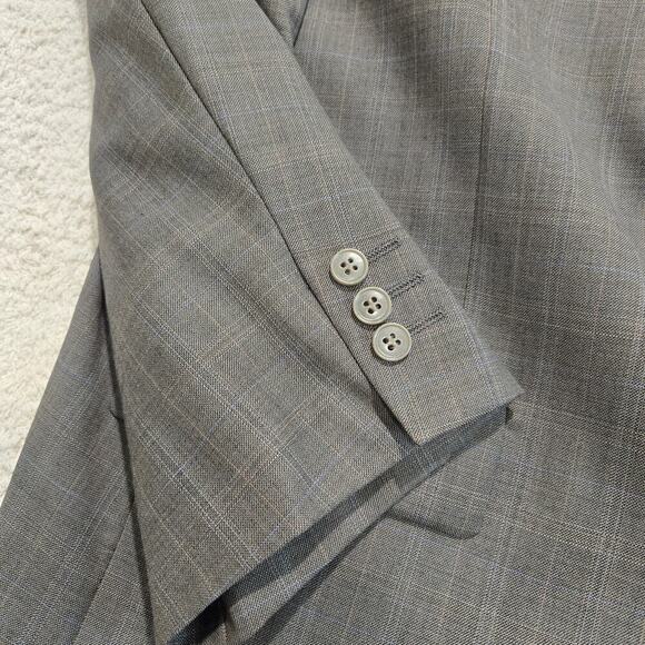 Claiborne Men's 100% Worsted Wool Suit Jacket Sports Coat Gray Plaid Size 52L - Picture 4 of 9